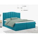 Łóżko do sypialni kontynentalne z materacem sprężynowym LINATE 120x200, wysokie, przeszywane wezgłowie, biała ecoskóra