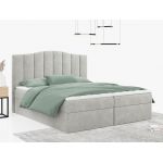 Łóżko do sypialni kontynentalne z materacem sprężynowym LINATE 120x200, wysokie, przeszywane wezgłowie, biała ecoskóra