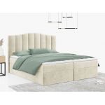 Łóżko do sypialni kontynentalne z materacem sprężynowym LINATE 120x200, wysokie, przeszywane wezgłowie, biała ecoskóra