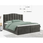 Łóżko do sypialni kontynentalne z materacem sprężynowym LINATE 120x200, wysokie, przeszywane wezgłowie, biała ecoskóra