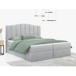 Łóżko do sypialni kontynentalne z materacem sprężynowym LINATE 120x200, wysokie, przeszywane wezgłowie, biała ecoskóra