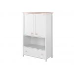 Funkcjonalny zestaw mebli do pokoju dziecięcego z łóżkiem 90x200 cm NABLO biel alpejska/róż