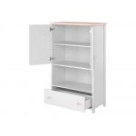 Funkcjonalny zestaw mebli do pokoju dziecięcego z łóżkiem 90x200 cm NABLO biel alpejska/róż