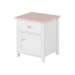 Funkcjonalny zestaw mebli do pokoju dziecięcego z łóżkiem 90x200 cm NABLO biel alpejska/róż