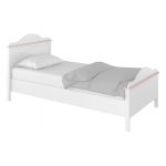 Funkcjonalny zestaw mebli do pokoju dziecięcego z łóżkiem 90x200 cm NABLO biel alpejska/róż