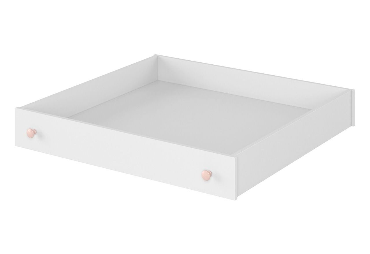 Funkcjonalny zestaw mebli do pokoju dziecięcego z łóżkiem 90x200 cm NABLO biel alpejska/róż