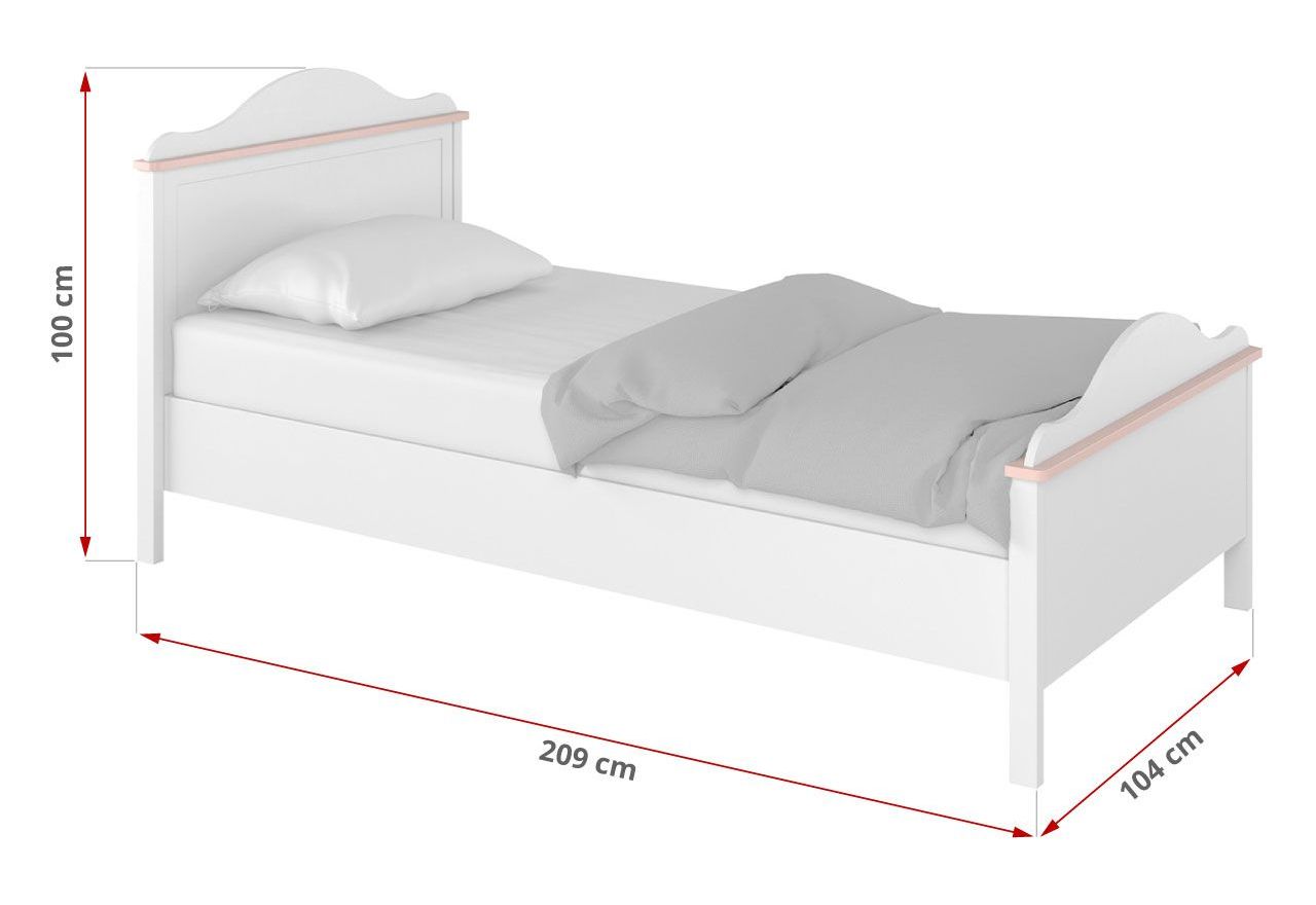 Funkcjonalny zestaw mebli do pokoju dziecięcego z łóżkiem 90x200 cm NABLO biel alpejska/róż