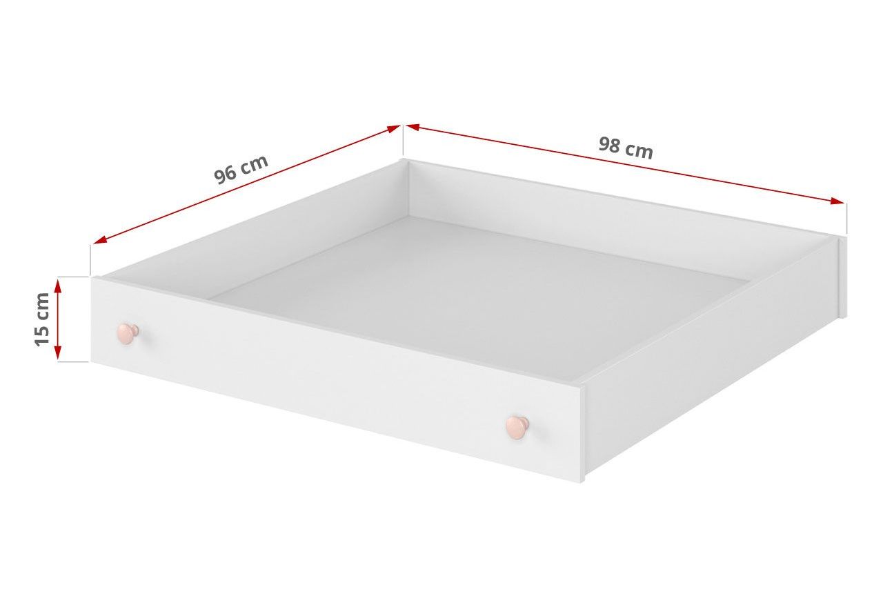 Funkcjonalny zestaw mebli do pokoju dziecięcego z łóżkiem 90x200 cm NABLO biel alpejska/róż