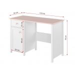 Funkcjonalny zestaw mebli do pokoju dziecięcego z łóżkiem 90x200 cm NABLO biel alpejska/róż