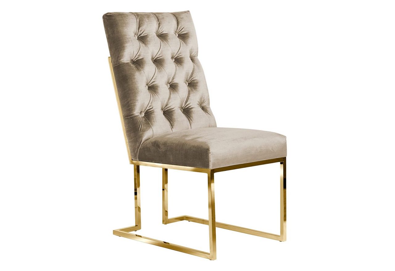Nowoczesne krzesło pikowane glamour PABLO na metalowych eleganckich nogach