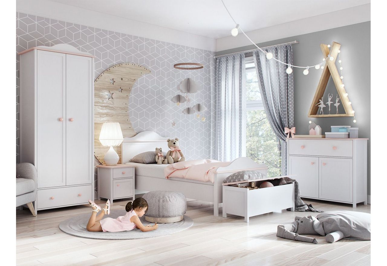 Praktyczny i nowoczesny zestaw mebli do pokoju dziecięcego NABLO z szafą i łóżkiem 90x200 cm