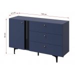 Nowoczesna granatowa komoda z szufladami do salonu lub sypialni CORSU 140 cm