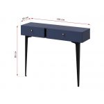 Konsola z szufladami CORSU do salonu i przedpokoju, na czarnych metalowych nogach