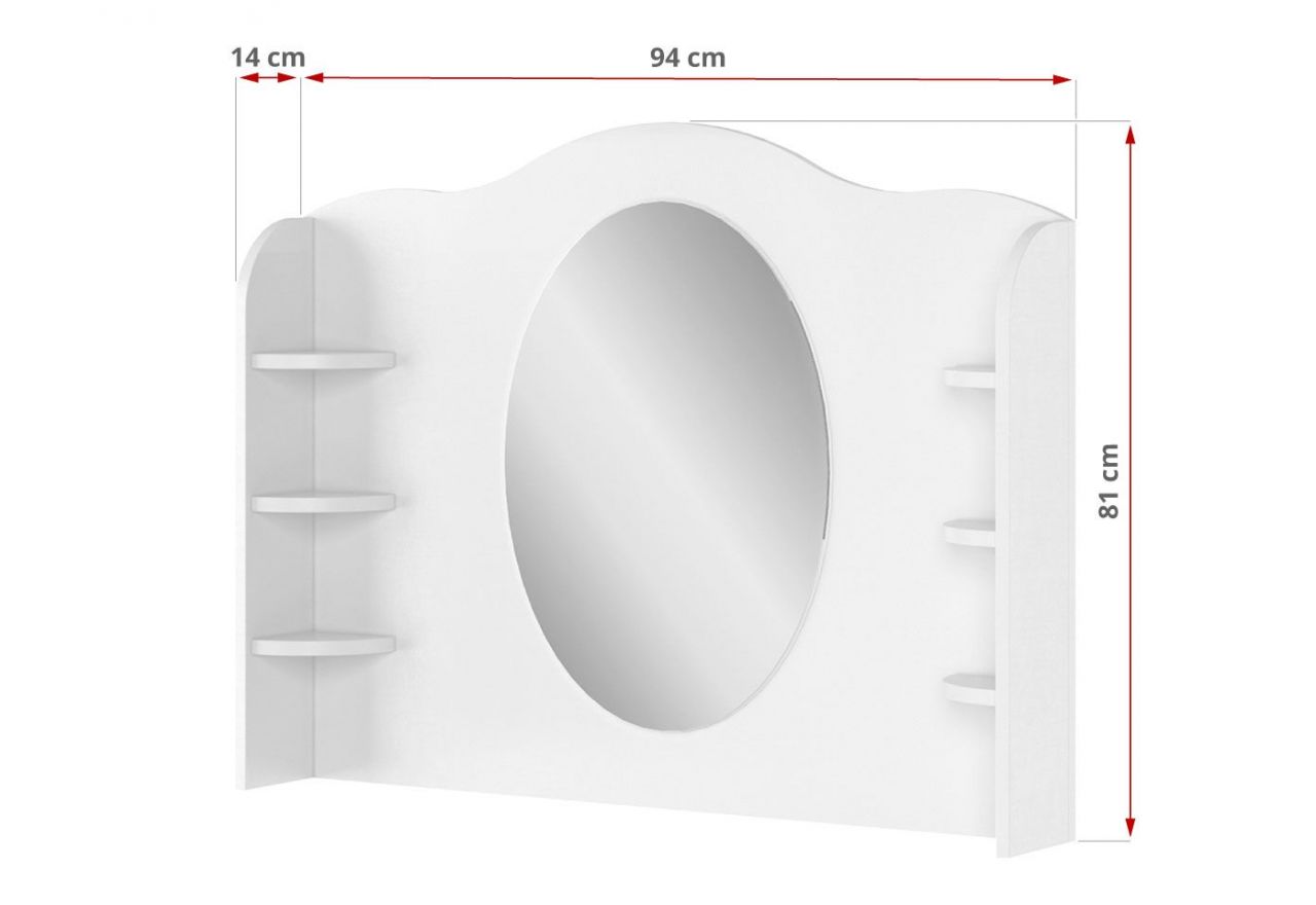 Dziewczęca toaletka z komodą i lustrem NABLO, biały zestaw mebli do pokoju dziecięcego