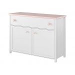 Dziewczęca toaletka z komodą i lustrem NABLO, biały zestaw mebli do pokoju dziecięcego