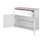 Dziewczęca toaletka z komodą i lustrem NABLO, biały zestaw mebli do pokoju dziecięcego