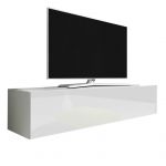 Wisząca szafka pod telewizor 100 cm w nowoczesnym stylu - RTV 8 Biały / Biały połysk - OUTLET