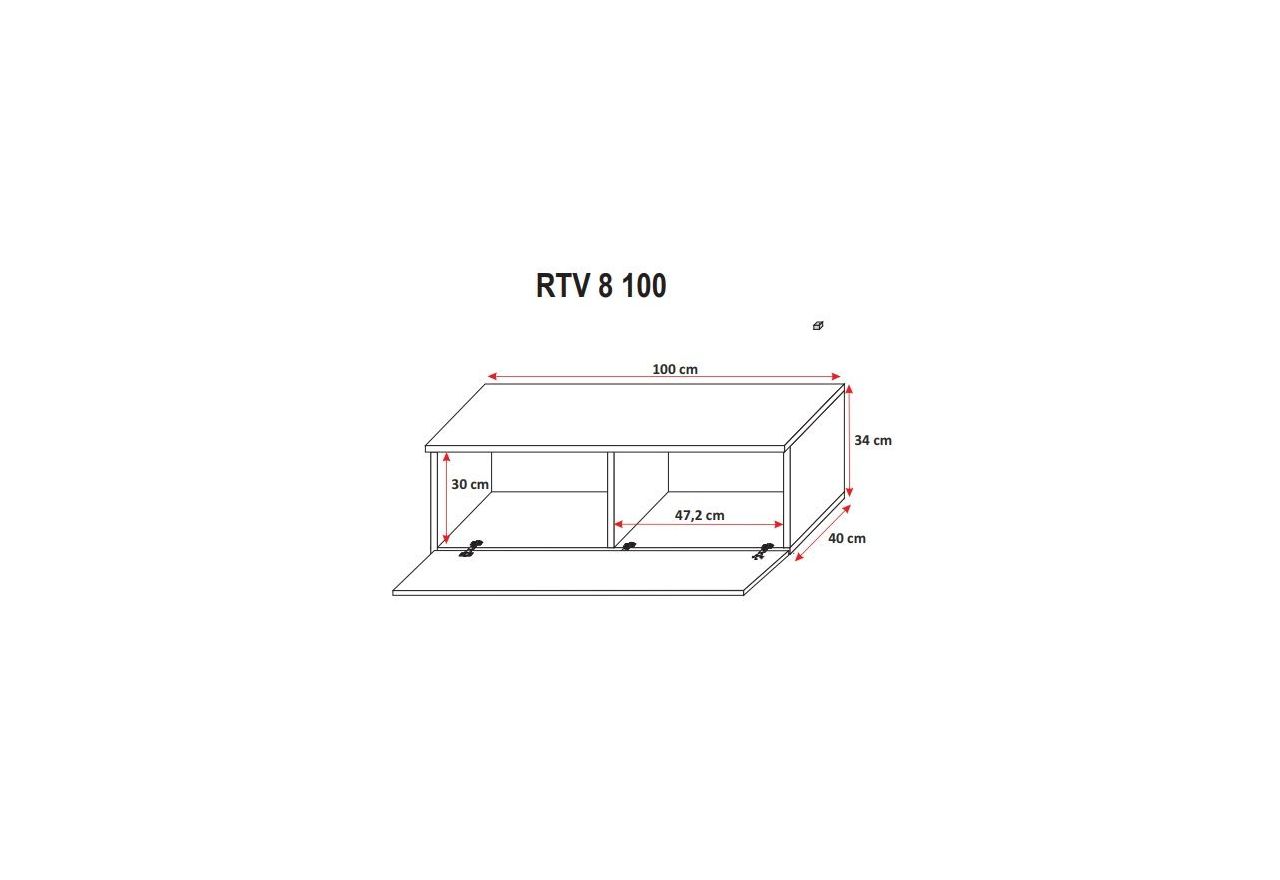 Wisząca szafka pod telewizor 100 cm w nowoczesnym stylu - RTV 8 Biały / Biały połysk - OUTLET
