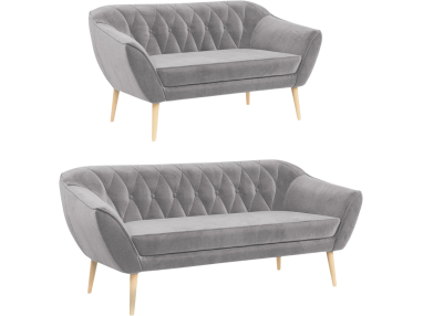 Zestaw wypoczynkowy do salonu w stylu skandynawskim - PIRS 3+2 srebrzysta szarość