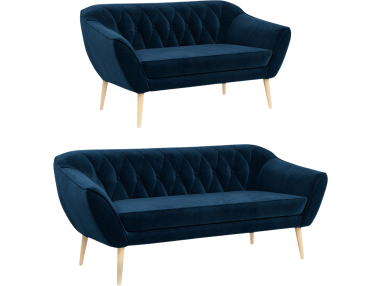 Zestaw wypoczynkowy do salonu w stylu skandynawskim - PIRS 3+2 granatowy