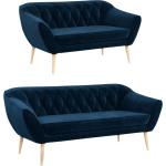 Zestaw wypoczynkowy do salonu w stylu skandynawskim - PIRS 3+2 granatowy