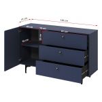 Nowoczesna granatowa komoda z szufladami do salonu lub sypialni CORSU 140 cm