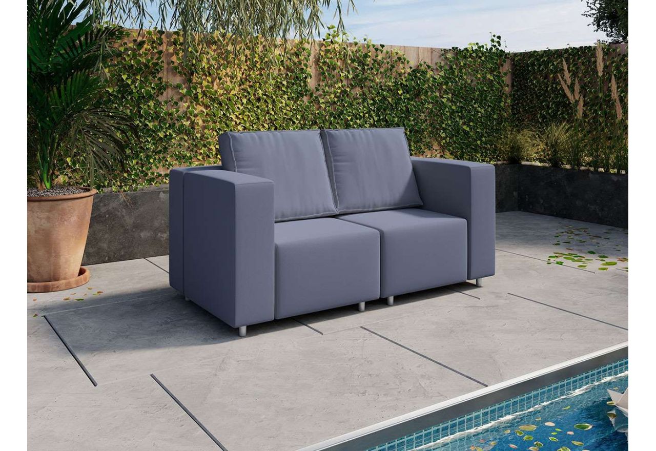Oryginalna kanapa dwuosobowa, wypoczynkowa sofa na ogród, taras - błękitny
