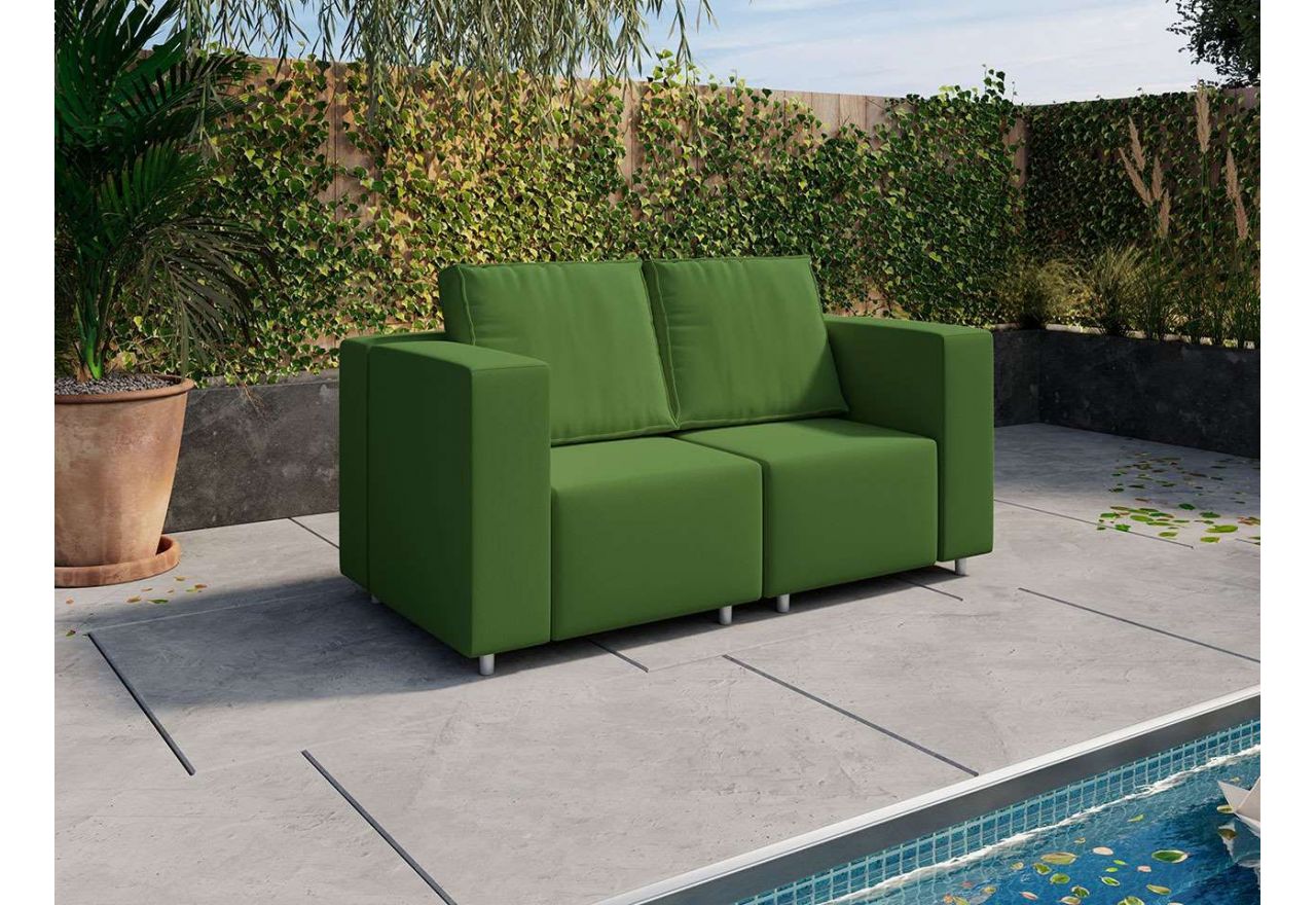 Komplet wypoczynkowy, dwuosobowa kanapa tapicerowana na ogród i taras  - zielony