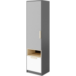 Jednodrzwiowa uchylna szafa z szufladą i otwartą wnęką PARIO 40 cm, grafit/buk ibsen/szary jasny