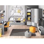 Jednodrzwiowa uchylna szafa z szufladą i otwartą wnęką PARIO 40 cm, grafit/buk ibsen/szary jasny