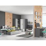 Jednodrzwiowa uchylna szafa z szufladą i otwartą wnęką PARIO 40 cm, grafit/buk ibsen/szary jasny