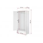 Biała dwudrzwiowa szafa do pokoju dziewczynki NABLO 80 cm biel alpejska/róż uchylne drzwi