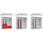 Przesuwna szafa dwudrzwiowa, z lustrem i opcją LED, WALENCJA 200, biała, z szarym szkłem lacobel