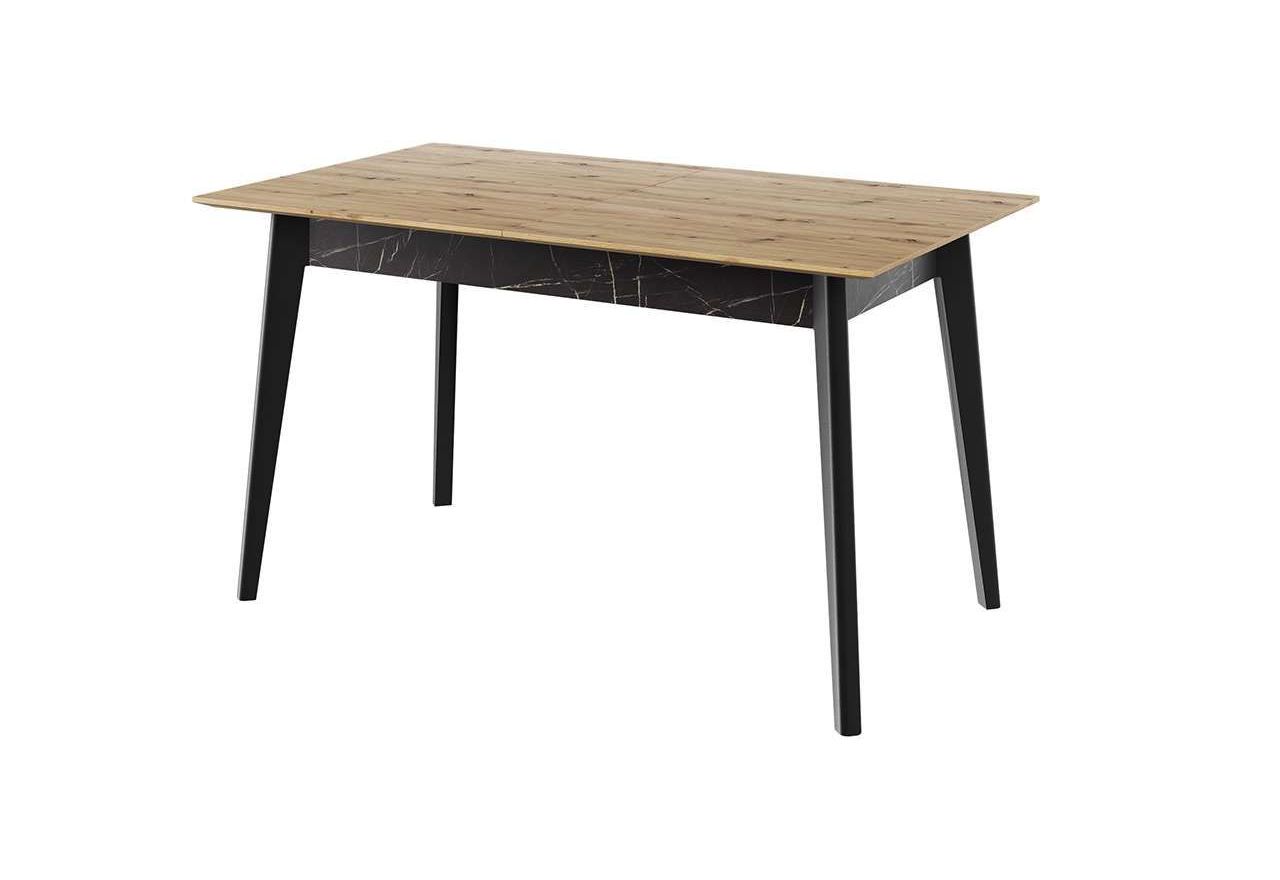 Stół rozkładany do jadalni MALVA, prostokątny na drewnianych nogach z marmurowym akcentem, w stylu industrialnym