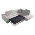 Duży narożnik o nowoczesnym wyglądzie do salonu z funkcją spania, sprężyny faliste premium - GUSTAW szary - OUTLET