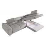 Duży narożnik o nowoczesnym wyglądzie do salonu z funkcją spania, sprężyny faliste premium - GUSTAW szary - OUTLET