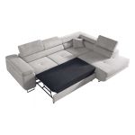 Duży narożnik o nowoczesnym wyglądzie do salonu z funkcją spania, sprężyny faliste premium - GUSTAW szary - OUTLET