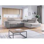 Duży narożnik o nowoczesnym wyglądzie do salonu z funkcją spania, sprężyny faliste premium - GUSTAW szary - OUTLET