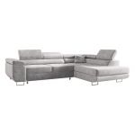 Duży narożnik o nowoczesnym wyglądzie do salonu z funkcją spania, sprężyny faliste premium - GUSTAW szary - OUTLET