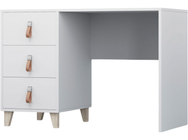 Białe eleganckie biurko z szufladami do pokoju młodzieżowego - FARO Biały / Biały