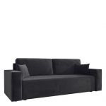 Mała sofa rozkładana wolnostojąca z funkcją spania i pojemnikiem, sprężyny premium bonell - KLARA grafitowa - OUTLET