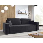 Mała sofa rozkładana wolnostojąca z funkcją spania i pojemnikiem, sprężyny premium bonell - KLARA grafitowa - OUTLET