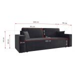 Mała sofa rozkładana wolnostojąca z funkcją spania i pojemnikiem, sprężyny premium bonell - KLARA grafitowa - OUTLET