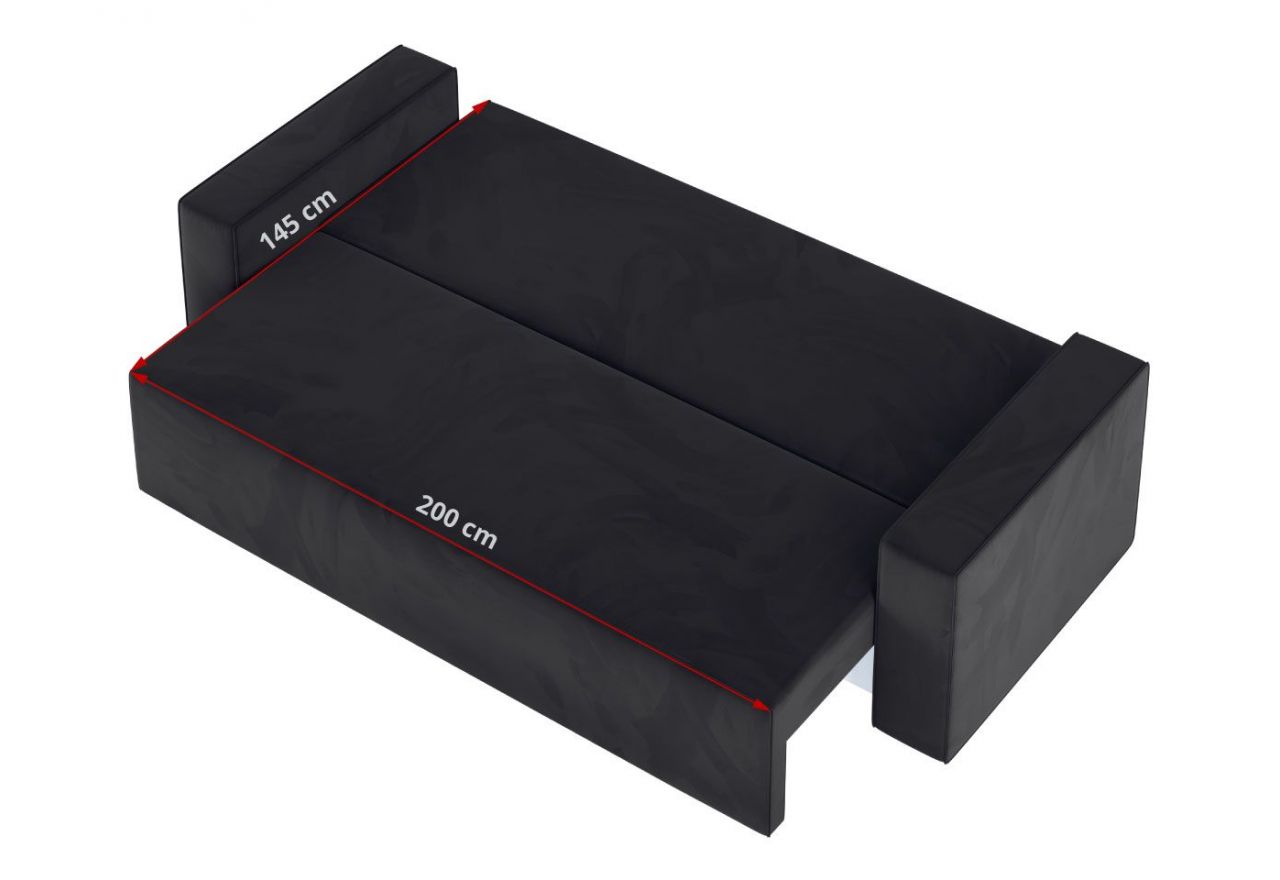 Mała sofa rozkładana wolnostojąca z funkcją spania i pojemnikiem, sprężyny premium bonell - KLARA grafitowa - OUTLET