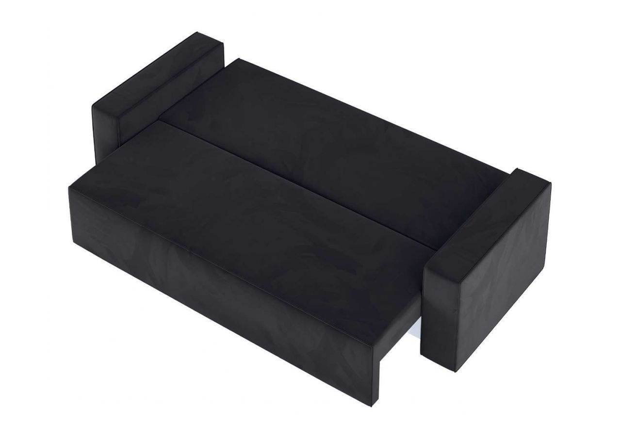 Mała sofa rozkładana wolnostojąca z funkcją spania i pojemnikiem, sprężyny premium bonell - KLARA grafitowa - OUTLET