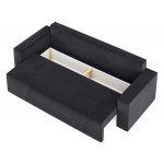 Mała sofa rozkładana wolnostojąca z funkcją spania i pojemnikiem, sprężyny premium bonell - KLARA grafitowa - OUTLET