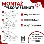 Łóżko do sypialni kontynentalne z materacem sprężynowym LINATE 120x200, wysokie, przeszywane wezgłowie, biała ecoskóra
