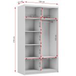 Dwudrzwiowa szafa przesuwna z czarnym, matowym korpusem i lustrami na frontach, DUBROWNIK 120 cm