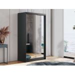 Dwudrzwiowa szafa przesuwna z czarnym, matowym korpusem i lustrami na frontach, DUBROWNIK 120 cm