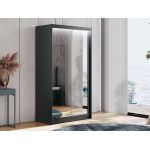 Dwudrzwiowa szafa przesuwna z czarnym, matowym korpusem i lustrami na frontach, DUBROWNIK 120 cm